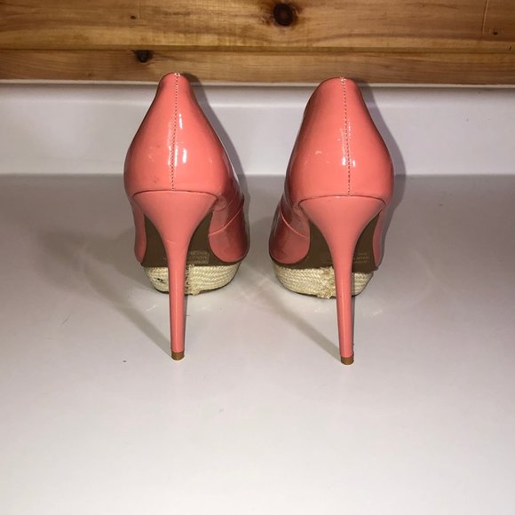Dots Coral Pumps with Twine Platform - Picture 3 of 3